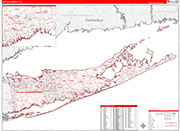 Suffolk Wall Map Red Line Style