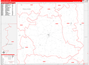 Sullivan County Wall Map Red Line Style