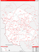 Sullivan Wall Map Red Line Style