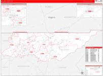 Sullivan County Wall Map Red Line Style
