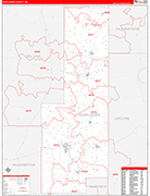 Sunflower County Wall Map Red Line Style