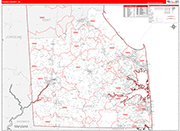 Sussex Wall Map Red Line Style