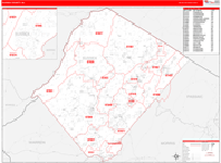 Sussex County Wall Map Red Line Style