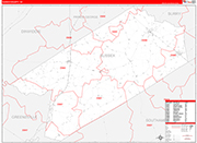 Sussex County Wall Map Red Line Style
