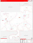 Tallahatchie County Wall Map Red Line Style