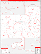 Tallahatchie County Wall Map Red Line Style