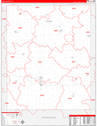 Tama County Wall Map Red Line Style