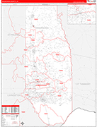 Tangipahoa County Wall Map Red Line Style