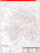 Tarrant County Wall Map Red Line Style