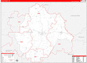 Taylor County Wall Map Red Line Style