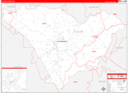 Taylor County Wall Map Red Line Style