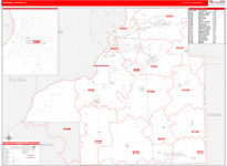 Tazewell County Wall Map Red Line Style