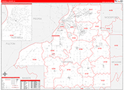 Tazewell County Wall Map Red Line Style