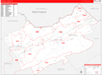 Tazewell Wall Map Red Line Style