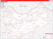 Tazewell County Wall Map Red Line Style