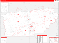 Tehama County Wall Map Red Line Style