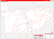 Tehama County Wall Map Red Line Style