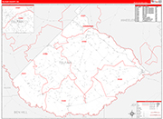 Telfair County Wall Map Red Line Style