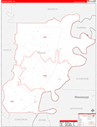 Tensas County Wall Map Red Line Style