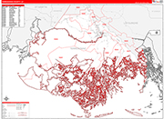 Terrebonne County Wall Map Red Line Style