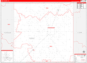 Terry County Wall Map Red Line Style