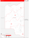 Teton County Wall Map Red Line Style