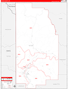 Teton County Wall Map Red Line Style