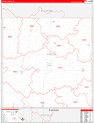 Thayer County Wall Map Red Line Style