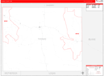 Thomas County Wall Map Red Line Style