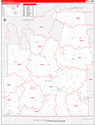 Tioga Wall Map Red Line Style