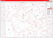 Tioga Wall Map Red Line Style