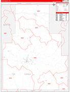 Tippah County Wall Map Red Line Style