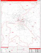 Tippecanoe Wall Map Red Line Style