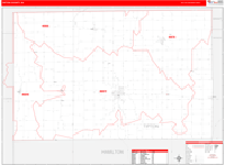 Tipton County Wall Map Red Line Style