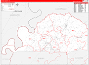 Tipton Wall Map Red Line Style