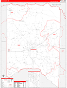 Titus County Wall Map Red Line Style