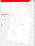 Toombs County Wall Map Red Line Style