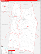 Toombs County Wall Map Red Line Style