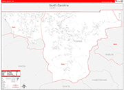 Towns County Wall Map Red Line Style