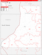 Traverse County Wall Map Red Line Style