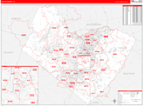 Travis County Wall Map Red Line Style
