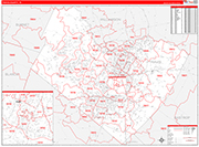 Travis County Wall Map Red Line Style