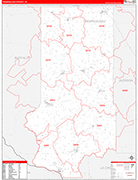 Trempealeau County Wall Map Red Line Style