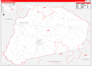 Treutlen County Wall Map Red Line Style