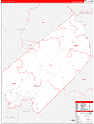 Trinity County Wall Map Red Line Style