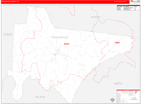 Trousdale County Wall Map Red Line Style