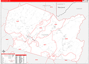 Tucker County Wall Map Red Line Style