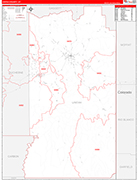 Uintah County Wall Map Red Line Style