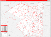 Ulster Wall Map Red Line Style