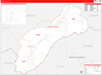 Unicoi Wall Map Red Line Style